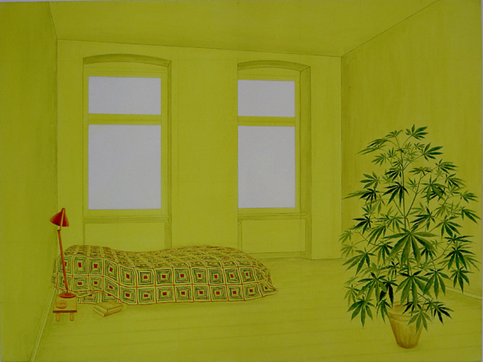 Solmsstrasse 9 III (Nr. 25), 2002, Öl auf Nessel, 90 x 120 cm