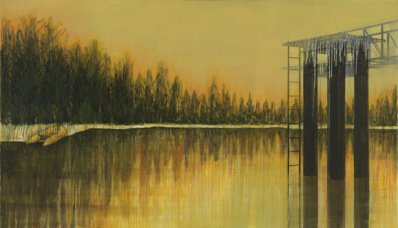 Anlegestelle, 2005, Öl auf Leinwand, 115 x 200 cm