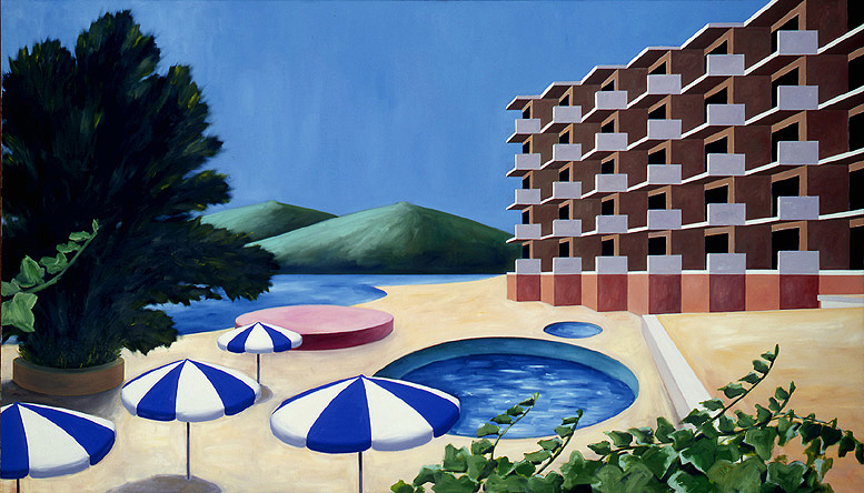 Karaoke Beach Inn, 1993, Öl auf Leinwand, 115 x 200 cm